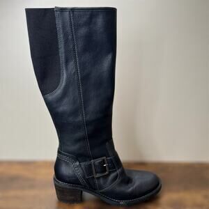 LL Bean Deerfield Riding Boots 6 Womens Buckle Harness Equestrian Zip Block Heel